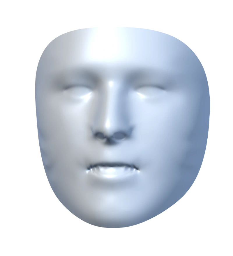 Decorative facial sculpture, not a patient likeness or predicted result